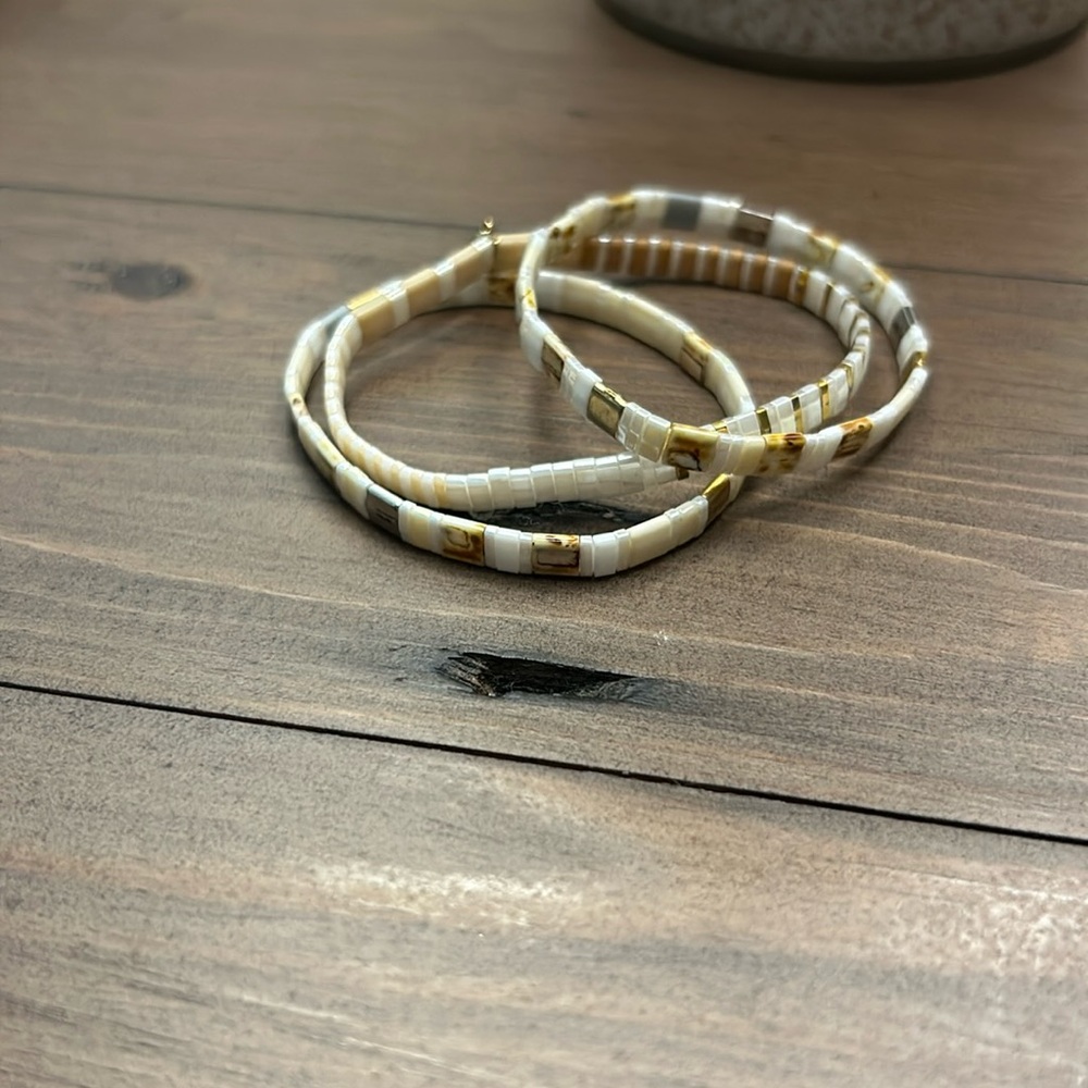Anthropologie Set of 3 Stretch Bracelets Neutral